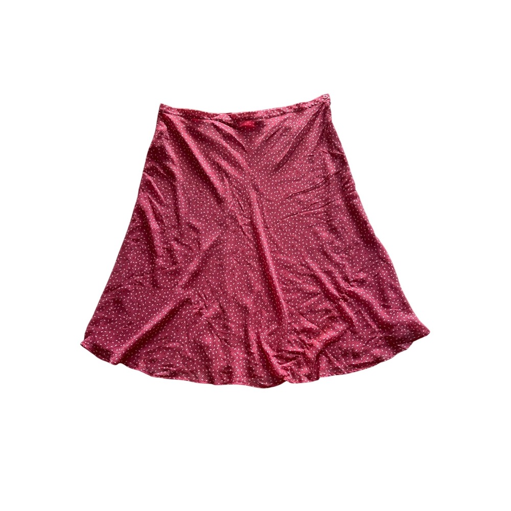Midi Skirt Polka‎ Dot Retro Covington Women 24W Pink A-Line Chiffon Side Zip
